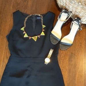 Ann Taylor Black sleeveless career sheath dress